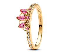 PANDORA Anillo para mujer Disney Princess Rapunzel Tiara Dorado 163651C01, 54/17,2, Plata de ley, Zirconia cúbica