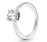 Pandora Moments Anillo con banda de estrellas asimétricas de plata de ley, talla 52