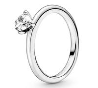 Pandora Anillo solitario con corazón transparente, talla 52