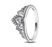Pandora Moments Anillo con diseño de tiara real de plata de ley con circonitas cúbicas transparentes, talla 54