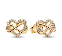 PANDORA Aretes De Mujer Corazón Infinito Brillante Color Dorado 26266