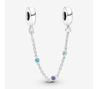 Pandora Cadena de Seguridad Tres Gemas Azules en Azul | 5 cm