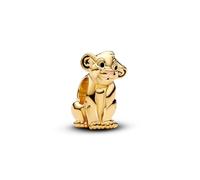 Pandora Disney Dije con diseño de El rey león Simba chapado en oro de 14 quilates con esmalte negro y rosa