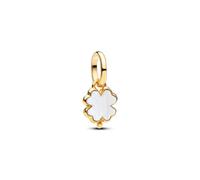 PANDORA Charm 764564C01 - Colgante de trébol de la suerte en oro de 14 quilates con aspecto de nácar y circonita cúbica