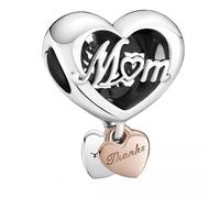 PANDORA Charm 789372C00 corazón y gracias mamá