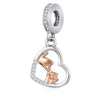 Pandora Charm 925 Plata Corazón Abalorio Charms Amor Bead Ajustar Pulsera Colgante San Valentín Día de la Madre Joyas para Mujeres Damas Niñas Madre Hija Novia