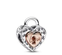 Pandora Moments Dije divisible con diseño de candado en forma de corazón en plata de ley chapado en oro rosa de 14 quilates
