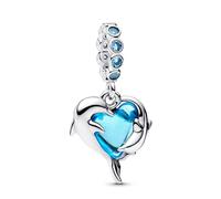 Pandora Moments 793924C01 - Colgante de cristal de Murano azul de plata de ley, compatible con Me y Moments, 4,1x14,4x12,9 mm, Plata de ley, No es una piedra preciosa