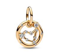 Pandora Moments Colgante con diseño del signo Capricornio del Zodíaco chapado en oro de 14 quilates con circonitas cúbicas transparentes
