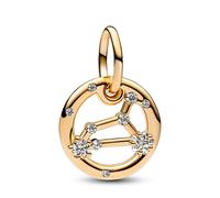 Pandora Moments Colgante con diseño del signo Leo del Zodíaco chapado en oro de 14 quilates con circonitas cúbicas transparentes