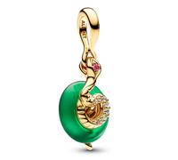 PANDORA Charm Colgante De Serpiente Con Vidrio De Murano Verde Dorado 763617C