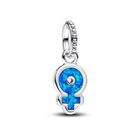 Pandora Colgate de mujeres poderosas de plata de ley con ópalo azul creado en laboratorio