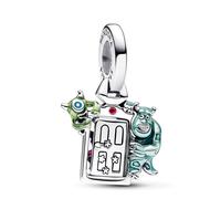 Pandora Disney Pixar Monsters Inc Colgante con diseño de puerta de plata de ley con circonitas cúbicas rojas y esmalte verde, rosa, azul claro, azul y negro