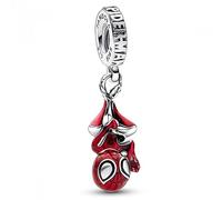 Marvel Colgante con diseño de Hombre Araña en plata de ley con esmalte negro y rojo transparente