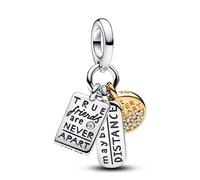Pandora Friendship Triple Dangle Charm 763436C01, talla única, Oro amarillo, circón
