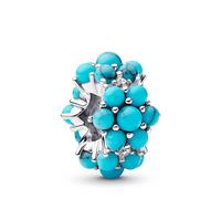 PANDORA Moments 793897C02 - Abalorio de plata de ley con circonitas cúbicas color turquesa, 11,5x10,7x7,3 mm, Plata de ley, Circonita cúbica
