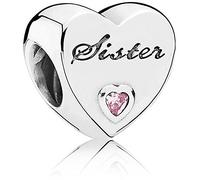 Pandora Charm con diseño de corazón con la palabra sister grabada, con circonitas, 791946PCZ