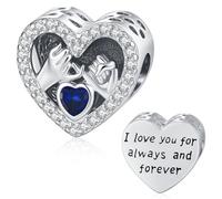 Pandora Charm Corazón Abalorios Amor Piedra Natal Abril Dijes Blancas para Pulseras Colgantes Regalos para Mujeres, Niñas, Madres, Hijas, Novias, Hermanas, Día de la Madre, Joyería