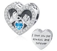 Pandora Charm Corazón Abalorios Amor Piedra Natal Abril Dijes Blancas para Pulseras Colgantes Regalos para Mujeres, Niñas, Madres, Hijas, Novias, Hermanas, Día de la Madre, Joyería