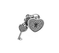 Pandora - Charm Corazón Candado Pavé y Llave - Accessories - Mujer - Gris - ONE SIZE -