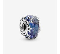 Pandora Charm de Cristal de Murano Galaxia Y Estrellas en Plata de Ley