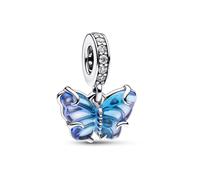 Pandora Charm Colgante Mariposa de Cristal de Murano Azul en Plata de Ley