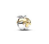 PANDORA Charm Disney 764384C01 - Colgante con diseño de manzana envenenada en plata de ley 925 con chapado en oro de 14 quilates y diamante de laboratorio de 0,012 ct, compatible con Moments