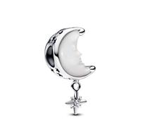 PANDORA Moments 793594C01 - Abalorio de plata de ley y circonita, compatible con pulseras Moments, Weiß, Plata de ley, Circonita cúbica