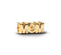 PANDORA Charm Mama 764459C01 - Colgante reversible con chapado en oro de 14 quilates y circonitas cúbicas para mujer