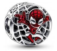 Marvel Colgante con diseño de Hombre Araña en plata de ley con esmalte negro y rojo transparente