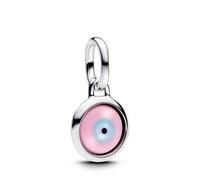 PANDORA ME 793693C00 - Mini colgante de cristal de Murano con grabado de ojo malvado en plata de ley, compatible con Moments, 793693C00, Rosa, Plata de ley, No es una piedra preciosa