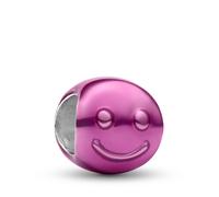 Pandora Charm Mini Cara Feliz Rosa en Plata de Ley