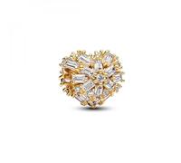 Pandora Charm de corazón 764240C01 – Chapado en oro 14k con circonitas, compatible con Moments