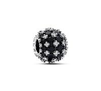 Pandora Dije Redondo en Pavé Negro - Plata de ley, cristal negro y circonita cúbica transparente