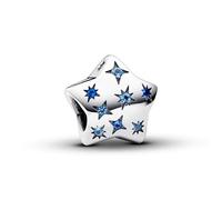 Pandora Moments Dije de plata de ley con diseño de estrella con cristal azul estelar, azul hielo y circonita cúbica transparente
