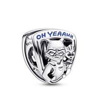 Marvel Dije con diseño de Rocket y Groot en plata de ley con esmalte azul oscuro y azul brillante