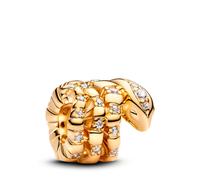 PANDORA Moments 763618C01 - Colgante de serpiente enrollado en plata de ley con aleación dorada y circonitas, compatible con pulseras Moments, klar, Plata de ley, Circonita cúbica