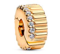 Pandora Abalorio de clip Moments 764078C01 – Plata de ley, chapado en oro 14 quilates y circonitas