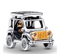 Pandora Moments Dije con diseño de coche de plata de ley y chapado en oro de 14 quilates con circonitas cúbicas transparentes