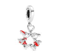 Pandora Disney Colgante de plata de ley con diseño de Minnie y Mickey Mouse besándose con esmalte rojo
