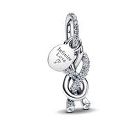 PANDORA Moments Pavé 793780C01 Breloque en Forme de nœud Infini en Argent Sterling Avec zircone Compatible Avec Bracelets Me and Moments, 7,3x19,3x7,9 mm, Argent Sterling, Zircone cubique