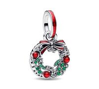 Pandora Colgante doble Corona navideña 794238C01 – Plata de ley con cristal artificial