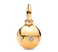 PANDORA Charm Mama 764457C01 - Colgante con forma de bola para abrir, chapado en oro de 14 quilates, con grabado "I love you and cubic zirconi", compatible Moments ME,