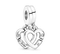 Pandora Charm Colgante Hermanas Unidas Corazones Divididos en Plata de Ley