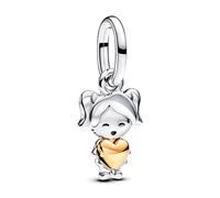 PANDORA Moments Happy Girl 763601C00 Breloque en Argent Sterling Avec alliage plaqué or Compatible Avec Les Bracelets Moments et ME, Bicolor, Argent Sterling, Pas de gemme