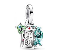 Pandora Disney Pixar Monsters Inc Colgante con diseño de puerta de plata de ley con circonitas cúbicas rojas y esmalte verde, rosa, azul claro, azul y negro