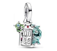 Pandora Disney Pixar Monsters Inc Colgante con diseño de puerta de plata de ley con circonitas cúbicas rojas y esmalte verde, rosa, azul claro, azul y negro
