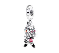 Marvel Colgante con diseño del Señor de las Estrellas en plata de ley con circonitas cúbicas rojas, esmalte transparente rojo, negro y naranja