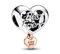 Pandora Moments Dije con inscripción «Best Friend» en plata de ley y chapado en oro rosa de 14 quilates