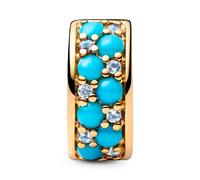 PANDORA Moments 763902C01 - Abalorio de clip de plata de ley chapada en oro de 14 quilates con cristales azul hielo y azul capri compatible con colgante Moments
